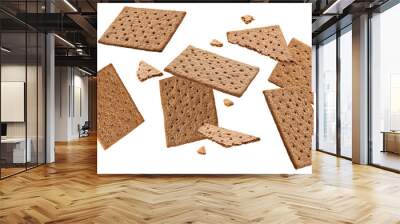 Rye cracker cookies isolated on white background Wall mural