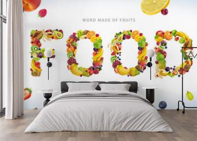 Word FOOD made of different fruits and berries Wall mural