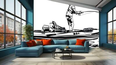 illustration of the kayak fishing Wall mural