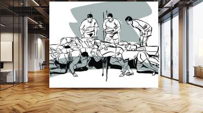 the vector sketch illustration of the rugby team players Wall mural