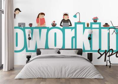 Coworking space text vector concept Wall mural