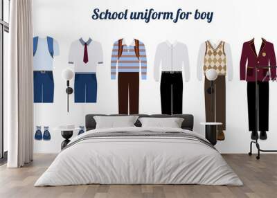 School uniform for boys flat vector illustration Wall mural