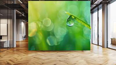 A leaf with a drop of water on it Wall mural