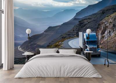 A semi truck delivers cargo Wall mural