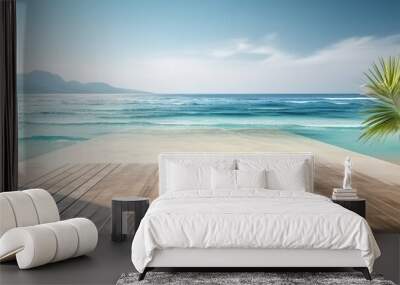 Beautiful view of the azure ocean, travel concept. Generative AI	
 Wall mural