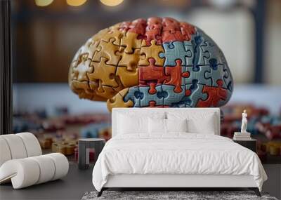 Brain in the form of puzzles Wall mural