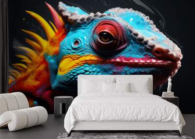 Bright and colorful animal poster. Wall mural