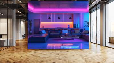 contemporary neon interior Wall mural