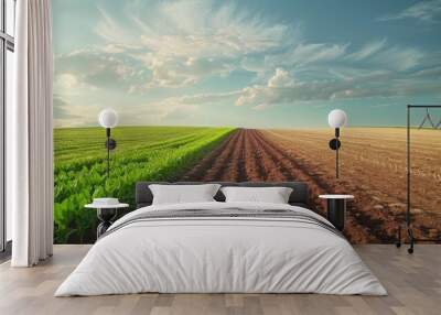 field transforming with crops Wall mural