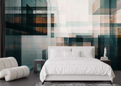 Multiple exposure of modern abstract glass architectural forms Wall mural