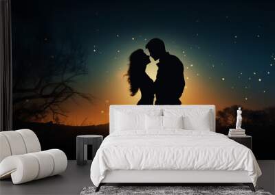 The couple kiss under the moon Wall mural