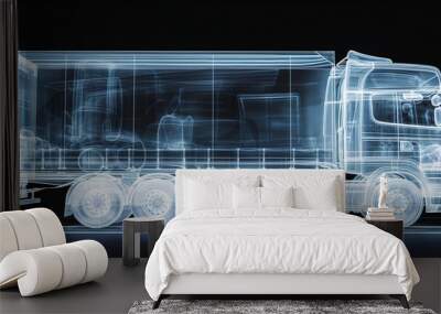 transparent lorry truck under x-ray Wall mural