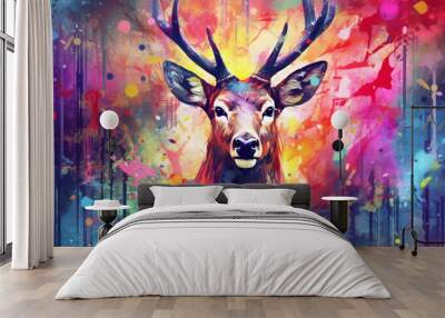 Vibrant and bright and colorful animal portrait poster.   Wall mural