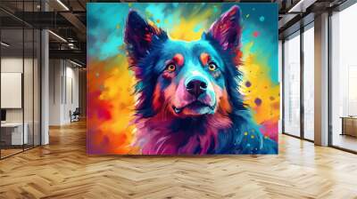 Vibrant and bright and colorful animal portrait poster. AI generated Wall mural