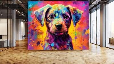 Vibrant and bright and colorful animal portrait poster. AI generated Wall mural