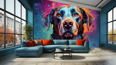 Vibrant and bright and colorful animal portrait poster. AI generated Wall mural