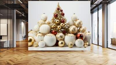 Christmas bulbs and tree. Generated with AI
 Wall mural