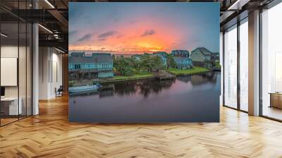 Sun Sets Over Beach Houses Wall mural