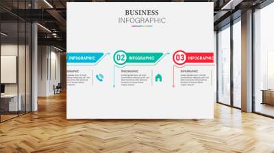 Business infographic design template with icons and 3 options Wall mural