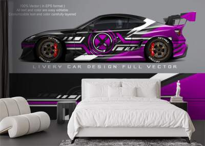 car livery design vector. Graphic abstract stripe racing background designs for wrap Wall mural