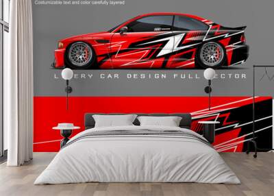 car livery graphic vector. abstract grunge background design for vehicle vinyl wrap and car branding Wall mural