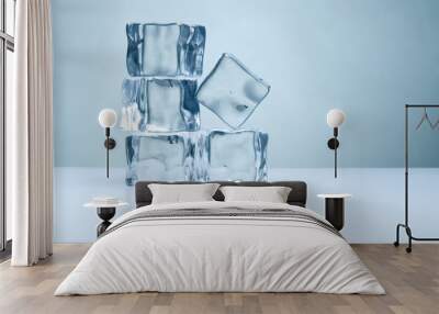 pile of ice cubes with reflection Wall mural