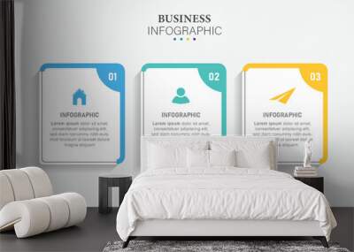 Infographic design business template with icons and 3 options or steps Wall mural