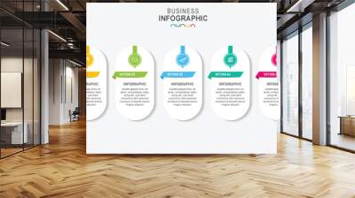 Infographic template design with icons and 5 options or steps. for presentation, web design Wall mural