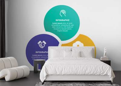 Infographic template with integrated circles. Business concept with 3 options. Wall mural