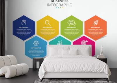 Infographics design vector and business icons with 7 options process for presentation, web design Wall mural