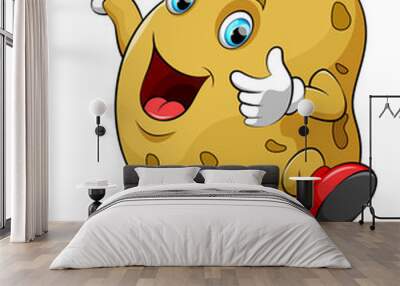 Happy potato cartoon character Wall mural