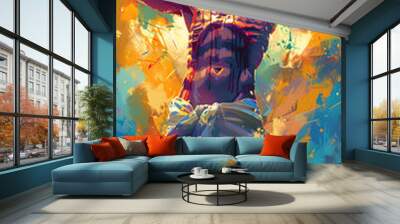 Jesus and cross oil painting illustration Wall mural