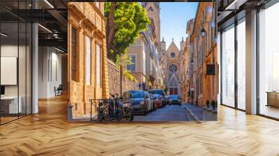 Aix En Provence scenic alley and church view Wall mural