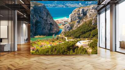 cetina river canyon and mouth in omis view from above Wall mural