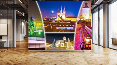 City of Zagreb advent evening postcard Wall mural