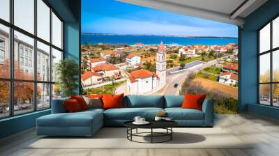 Coastal village of Privlaka aerial view Wall mural