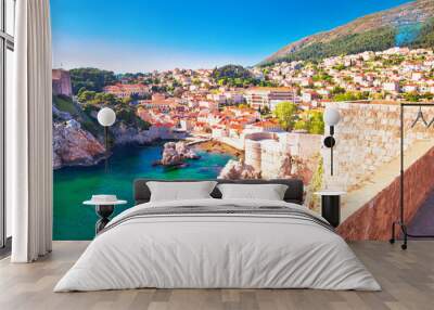 Dubrovnik bay and historic walls panoramic view Wall mural