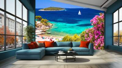 Idyllic Adriatic beach Bilo near Primosten view Wall mural