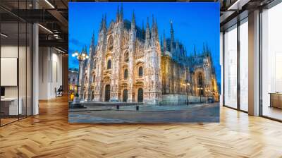 Milan Cathedral and Piazza del Duomo square landmarks evening view Wall mural