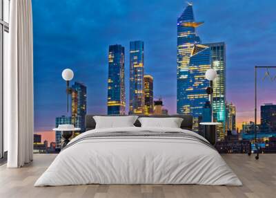 new york city hudson yards skyline evening view Wall mural