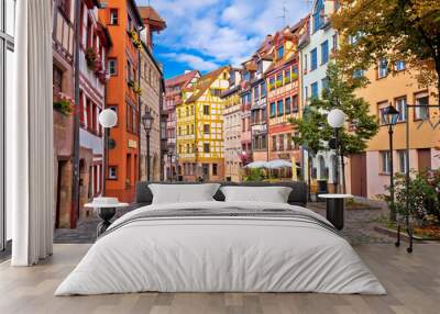 Nurnberg. Famous Weissgerbergasse historic street in Nuremberg old town view Wall mural