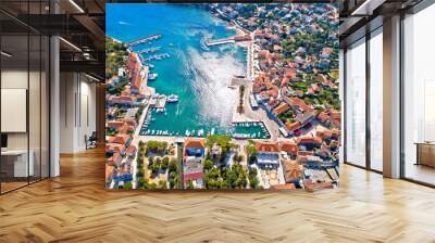 Town of Jelsa bay and waterfront aerial view, Hvar island Wall mural