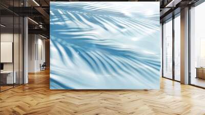 Abstract background with palm leaves shadow on water, light blue and white color , summer beach  travel vacation concept, copy space for text Wall mural