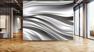 Close up Abstract Liquid metallic silver or steel  texture, background , waves and curves, wallpaper banner copy space for text Wall mural