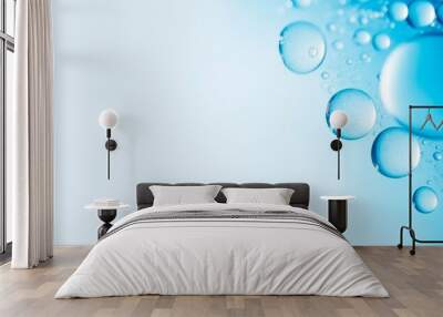 fresh crystal-clear blue water bubbles abstract horizontal wallpaper wellnes, refreshment and cosmet Wall mural