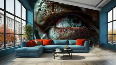 eye surgery scalpel blood injury skin scratches wounds Wall mural