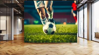 Soccer player in action legs view Wall mural