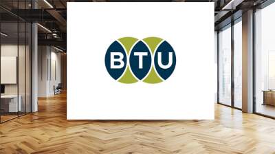 BTU logo design vector template. BTU Wall mural