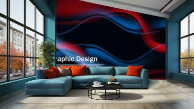 abstract gradient wave, red and blue mesh blend, dynamic wave like smoke illustration Wall mural