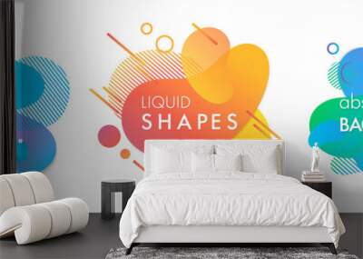 Set of trendy abstract compositions with flowing liquid shapes and geometric elements.Dynamic fluid shapes.Abstract templates perfect for prints; flyers; banners; presentations; covers; logos and more Wall mural